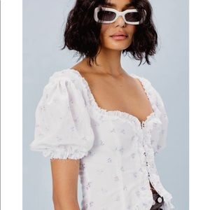 For Love & Lemons White w/ lavender Flower NWT. M